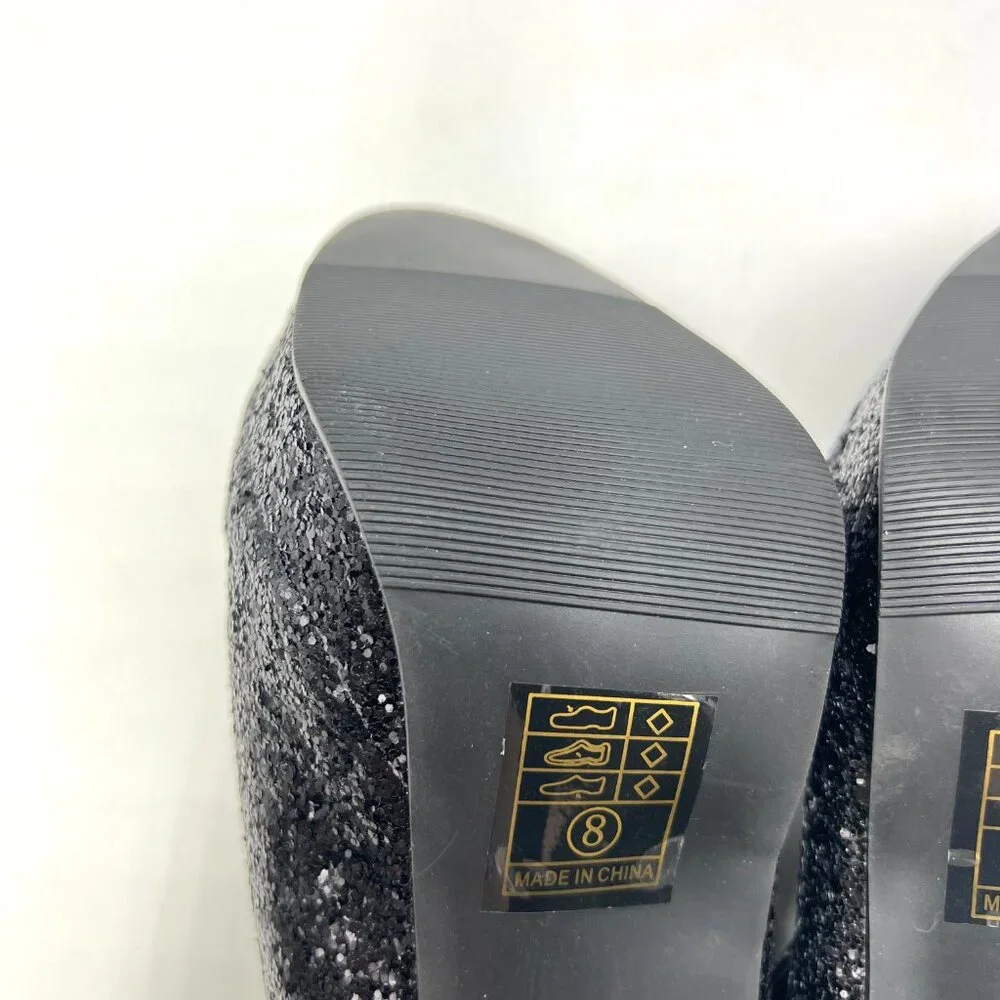 Ellie Size 8 8M Black‎ Glitter Platform Mary Jane Stiletto Heels Pumps Shoes